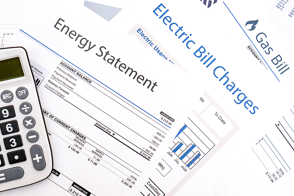 Energy bill paper forms on the table closeup